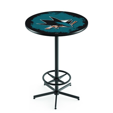 Holland Bar Stool Co 42" Black San Jose Sharks Pub Table L216B4228SJShar